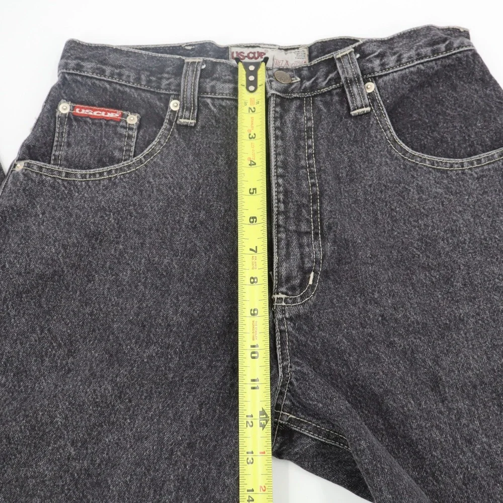 Vintage US-CUP Black Acid Wash Straight Leg Jeans Mens 30x30 High Rise 90s Denim